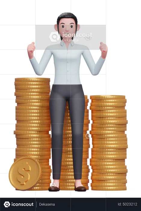 Businesswoman celebrating financial success  3D Illustration