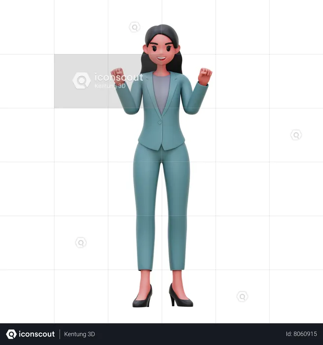 Businesswoman celebrating win  3D Illustration
