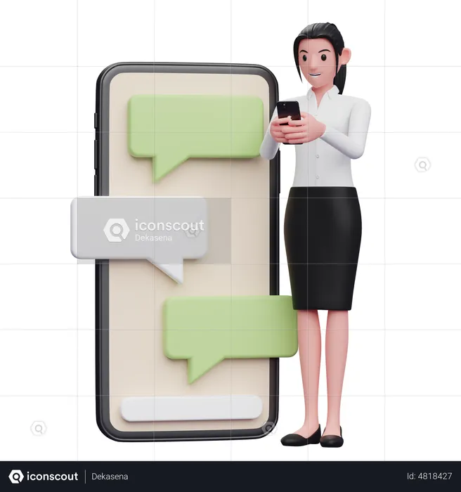 Businesswoman chatting on phone  3D Illustration