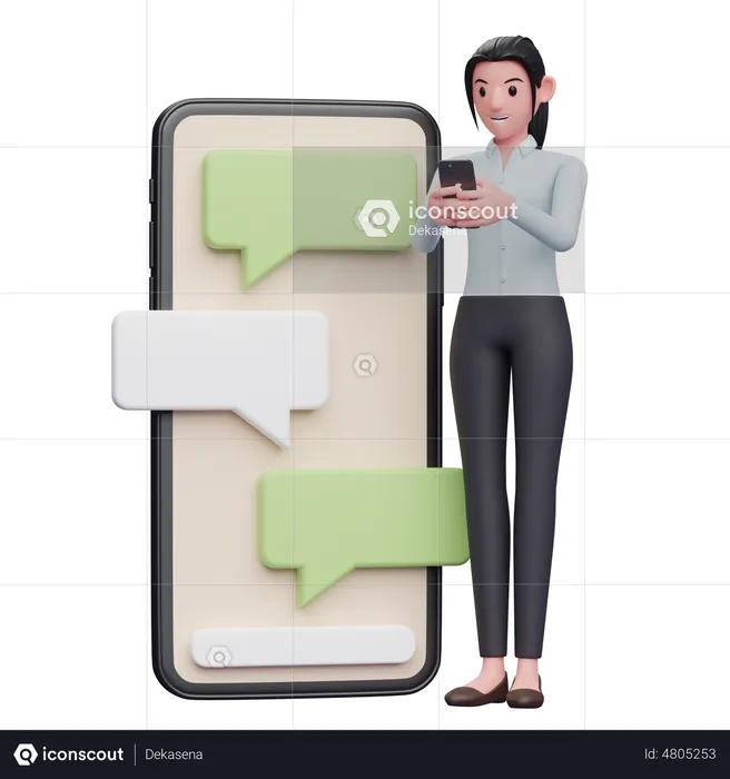 Businesswoman chatting on phone  3D Illustration