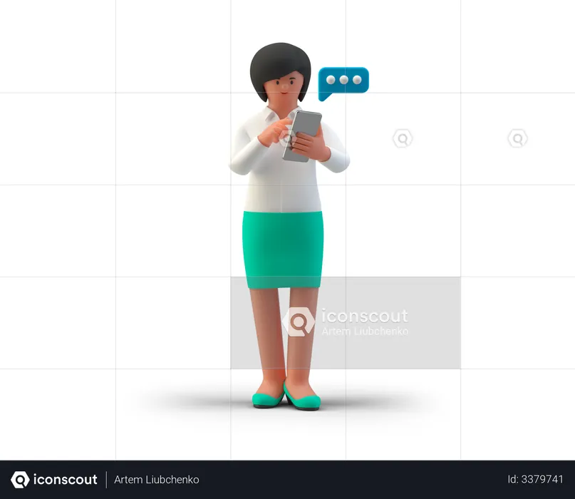 Businesswoman chatting on smartphone  3D Illustration