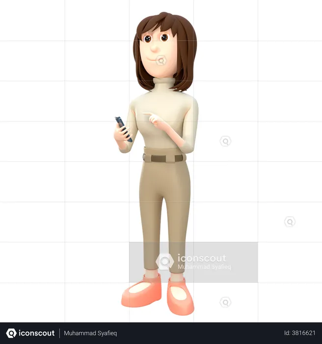 Businesswoman Check Her Mobile  3D Illustration
