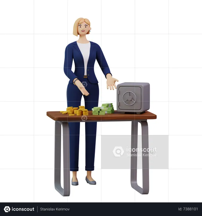 Businesswoman collected capital for business  3D Illustration