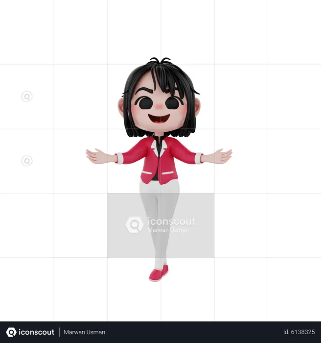 Businesswoman do welcoming gesture  3D Illustration