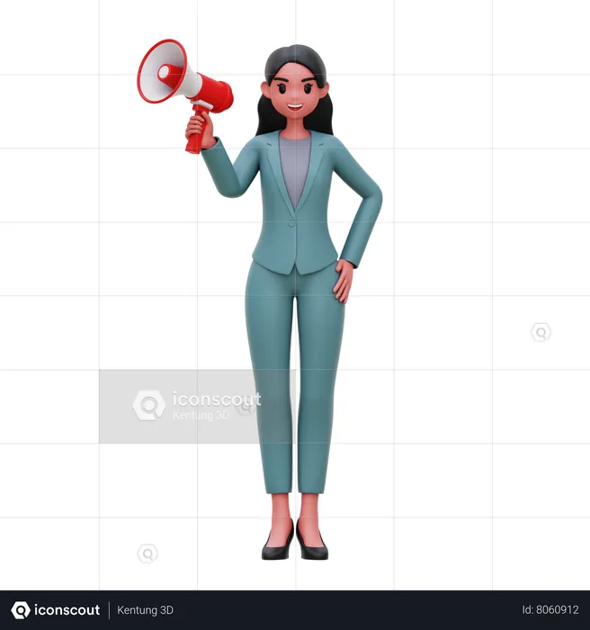 Businesswoman doing announcement  3D Illustration