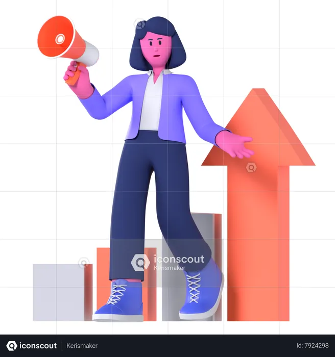 Businesswoman Doing Marketing  3D Illustration