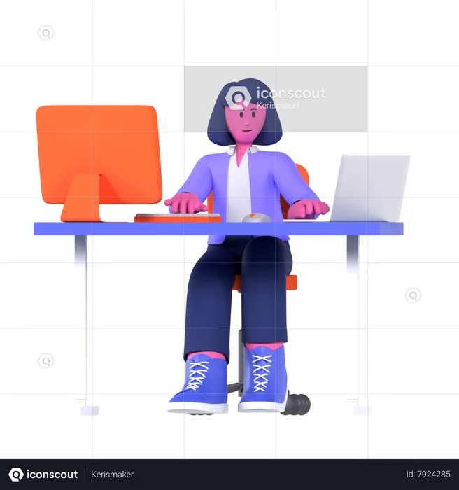 Businesswoman Doing Multitasking  3D Illustration