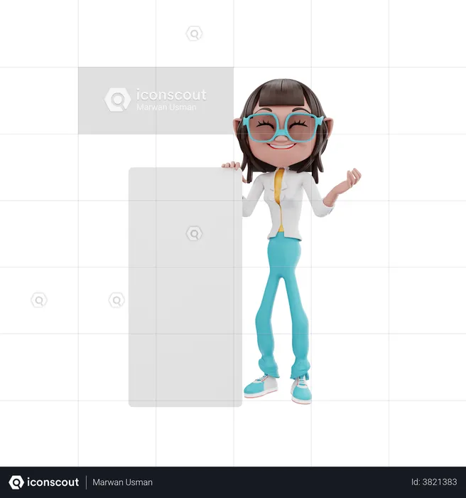 Businesswoman explain with a blank board  3D Illustration