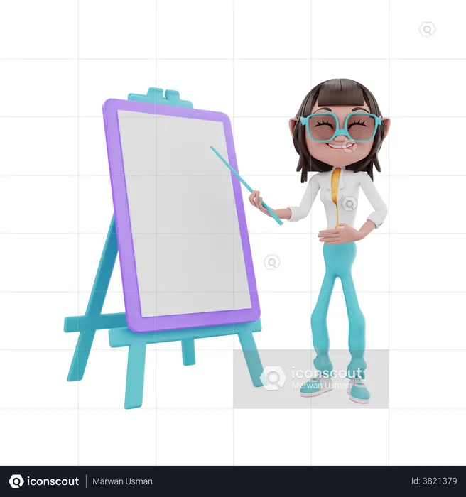 Businesswoman explain with presentation board  3D Illustration