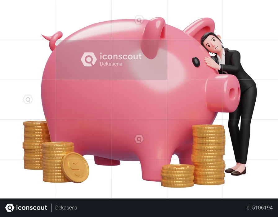 Businesswoman feel satisfied after good savings  3D Illustration