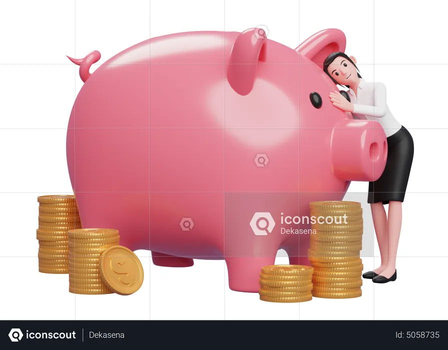 Businesswoman feel satisfied after good savings  3D Illustration