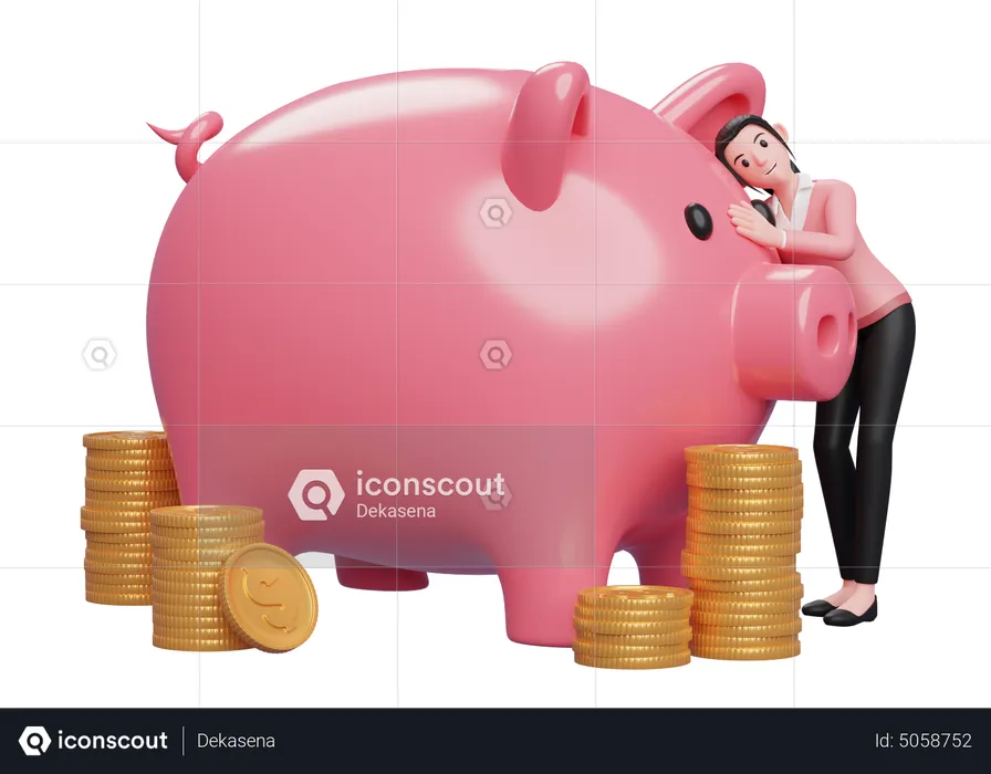 Businesswoman feel satisfied after good savings  3D Illustration