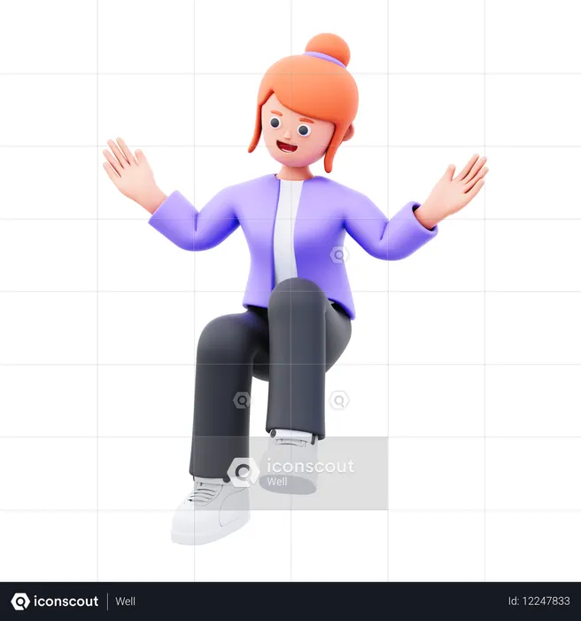 Businesswoman Fly With Thinking  3D Icon