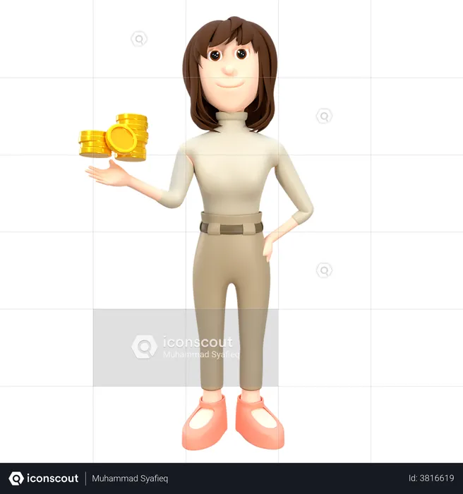 Businesswoman Give Financial Advise  3D Illustration