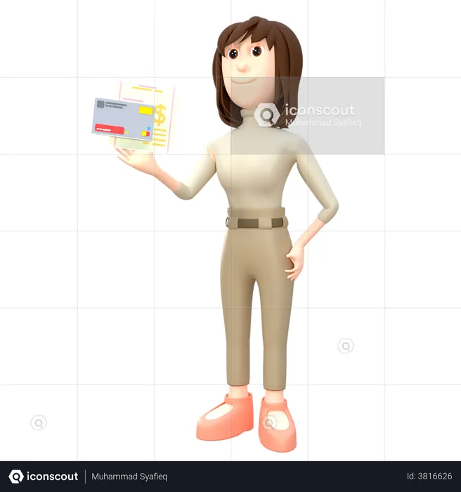 Businesswoman Gives Financial Report  3D Illustration
