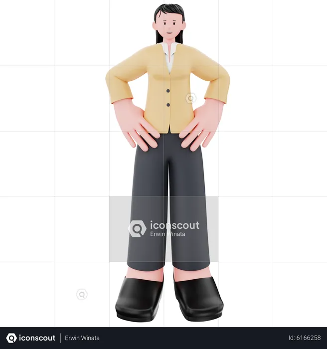 Businesswoman giving standing pose  3D Illustration