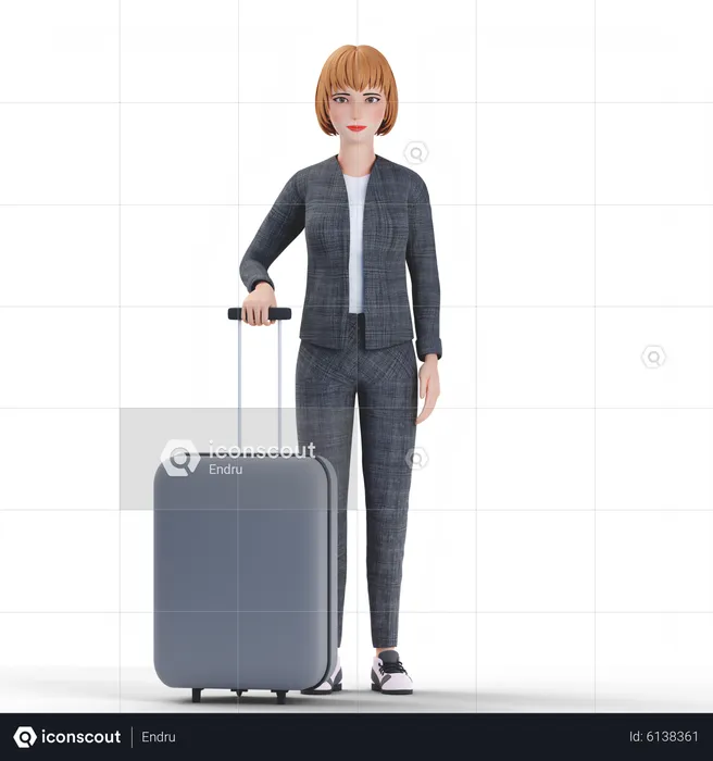 Businesswoman going on business trip  3D Illustration