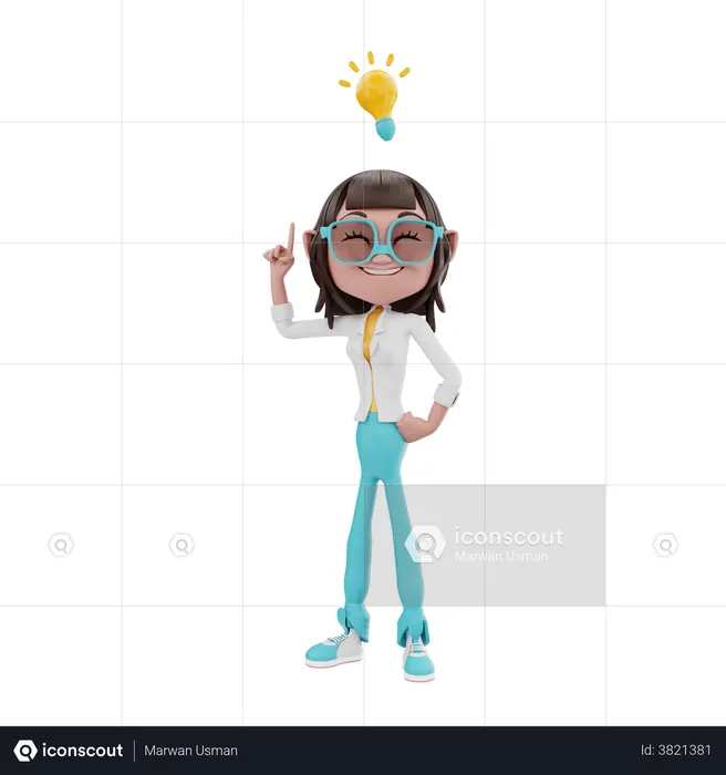 Businesswoman got an idea  3D Illustration