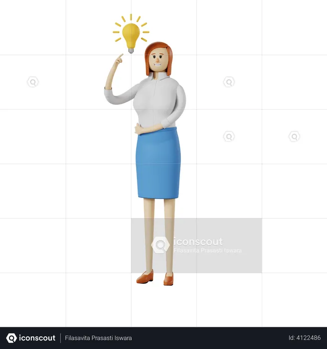 Businesswoman has an idea  3D Illustration