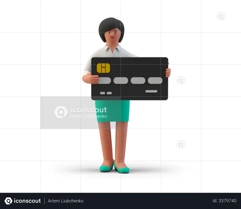Businesswoman hold credit card in hand  3D Illustration