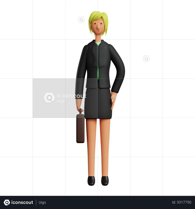 Businesswoman Holding Briefcase  3D Illustration