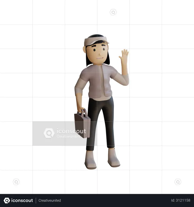 Businesswoman Holding Briefcase  3D Illustration