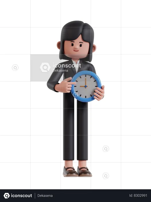 Businesswoman holding clock  3D Illustration