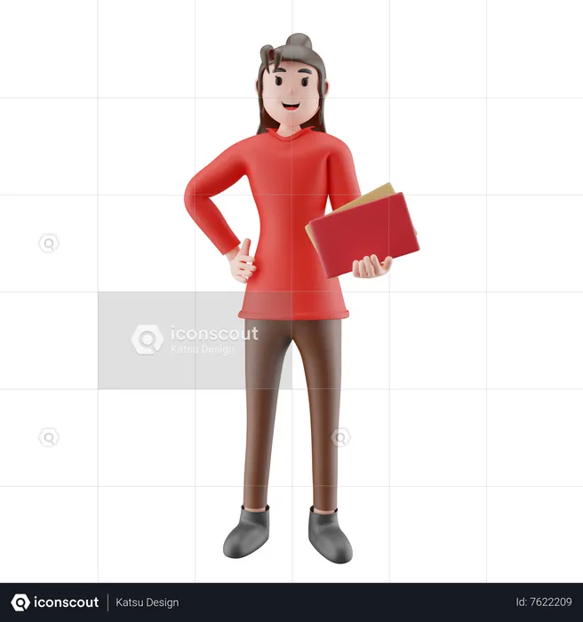 Businesswoman Holding File  3D Illustration