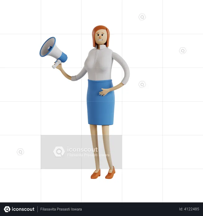 Businesswoman holding megaphone  3D Illustration