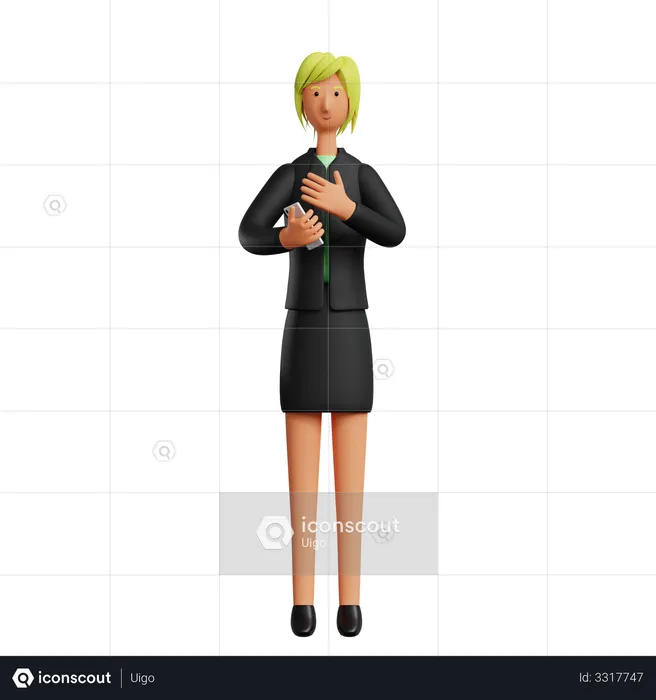 Businesswoman Holding Smartphone  3D Illustration