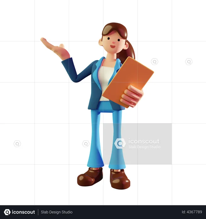 Businesswoman holding tablet  3D Illustration