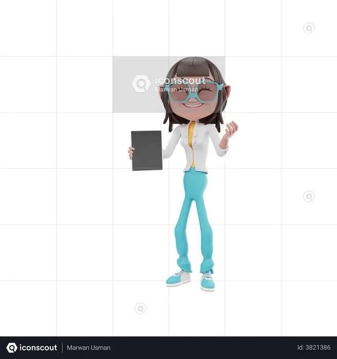Businesswoman holding tablet  3D Illustration