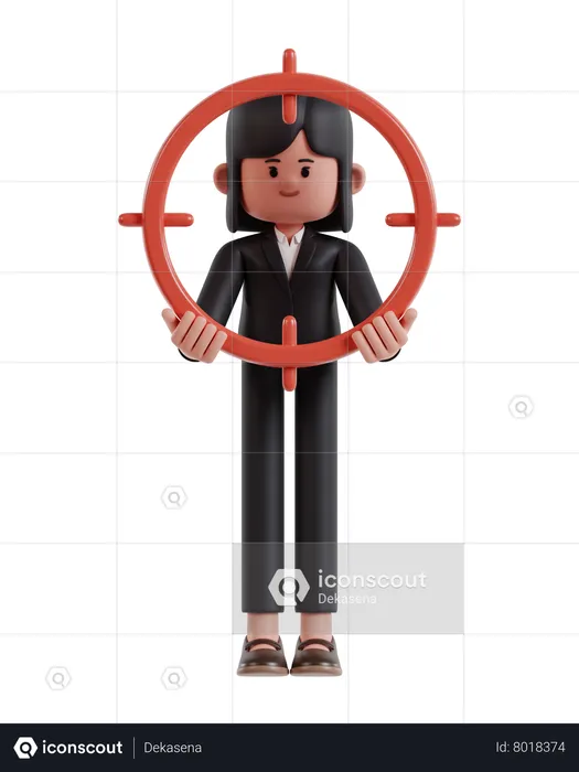 Businesswoman Holding Target Aiming Scope  3D Illustration