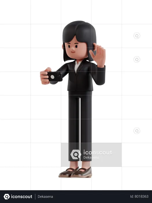 Businesswoman Is Making Video Call With Smartphone  3D Illustration