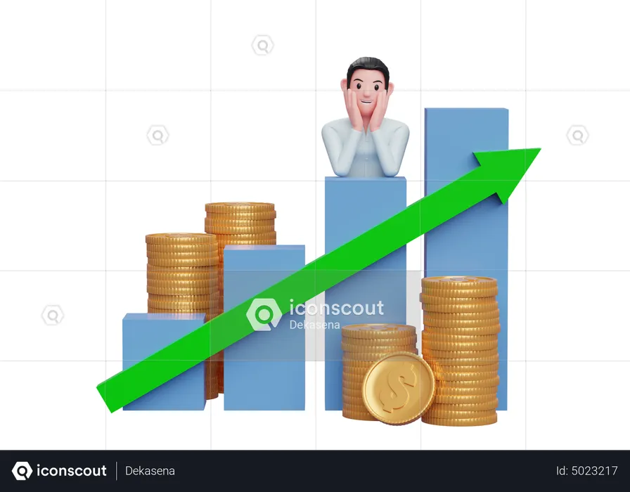 Businesswoman look at investment rising  3D Illustration