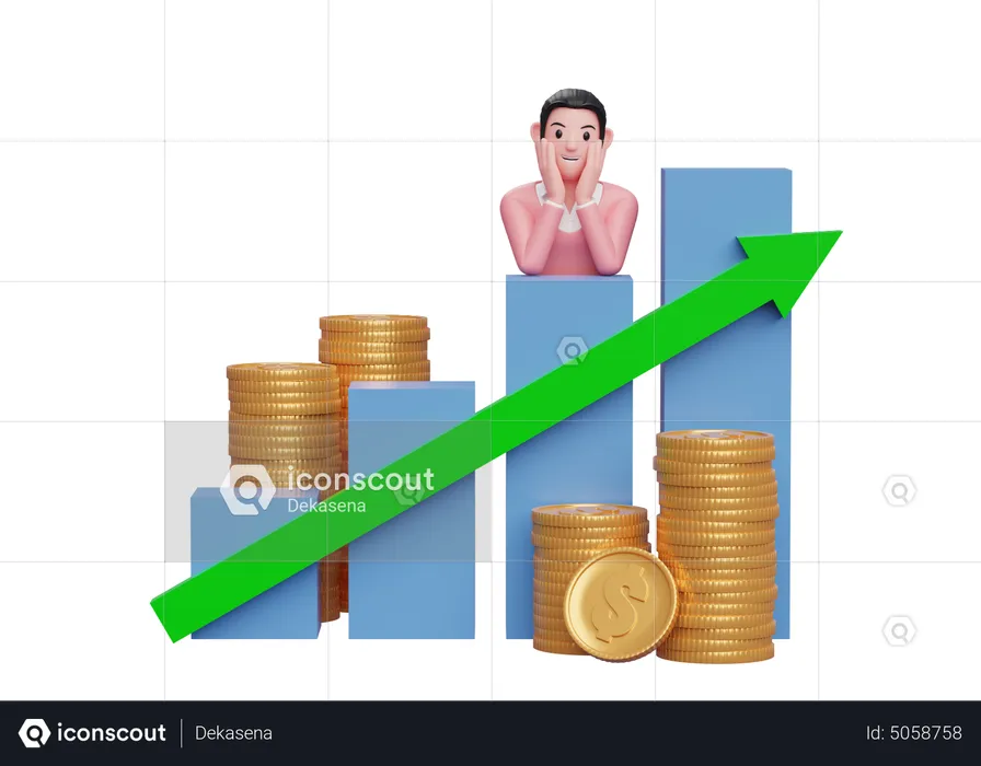 Businesswoman look at investment rising  3D Illustration