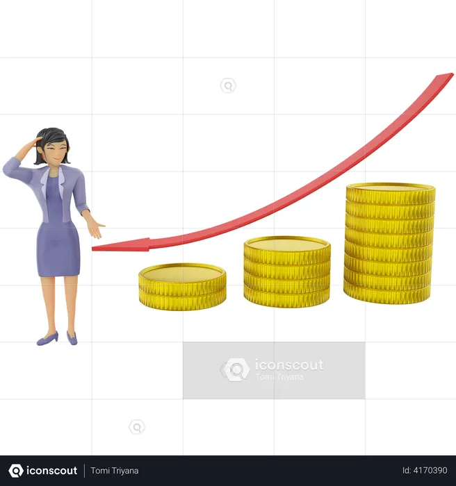 Businesswoman loss in business  3D Illustration