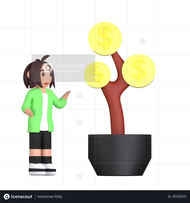 Businesswoman making investment  3D Illustration