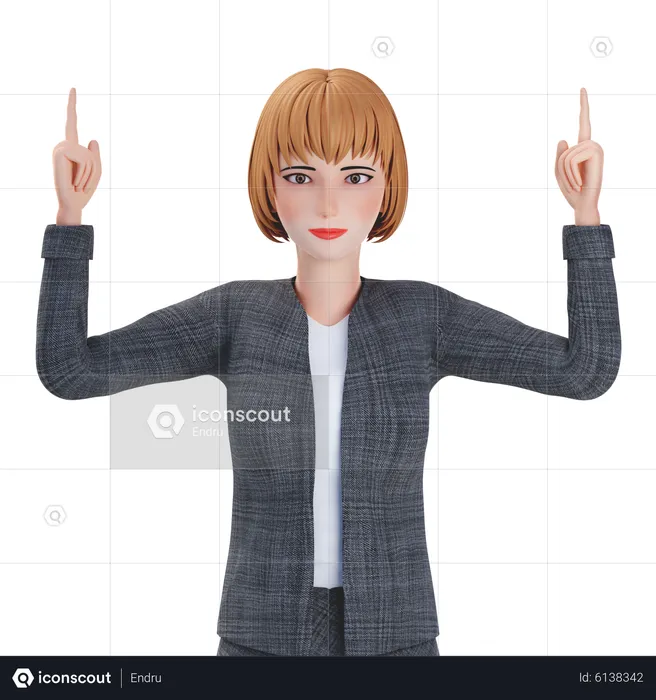 Businesswoman poiinting finger upwards  3D Illustration