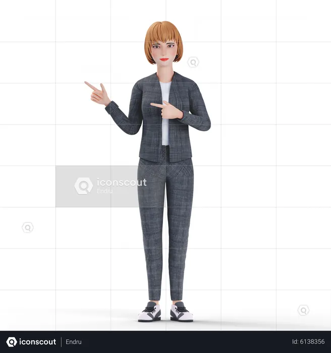 Businesswoman pointing finger  3D Illustration