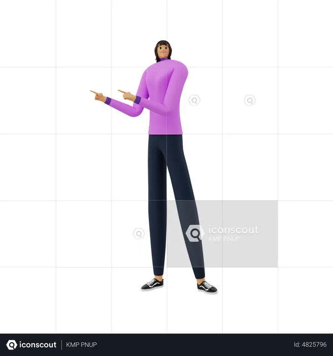 Businesswoman pointing finger at something  3D Illustration