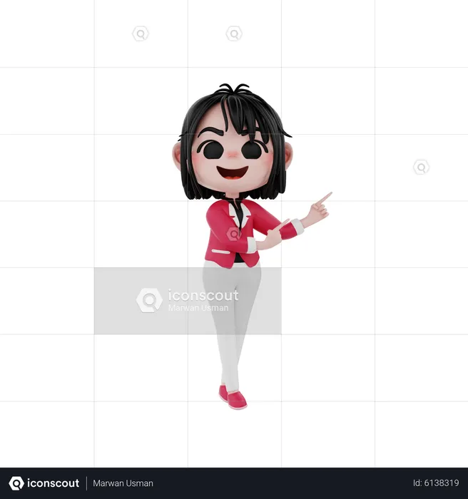 Businesswoman pointing finger right side up  3D Illustration