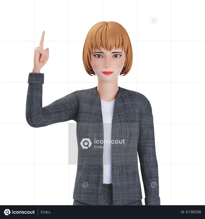 Businesswoman pointing finger upwards  3D Illustration