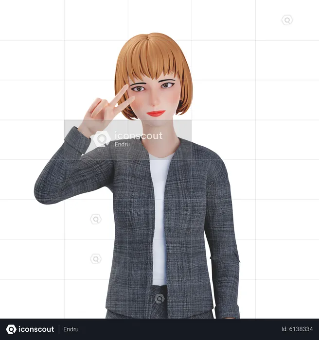 Businesswoman pose for photo  3D Illustration