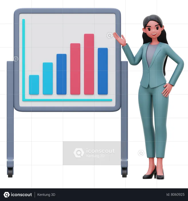 Businesswoman presenting data chart  3D Illustration