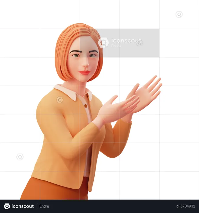 Businesswoman presenting in left side use both hand  3D Illustration