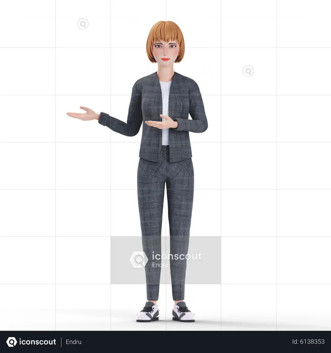 Businesswoman presenting something  3D Illustration