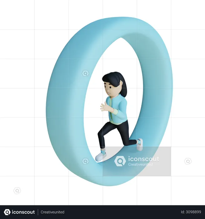 Businesswoman Running on the loop  3D Icon