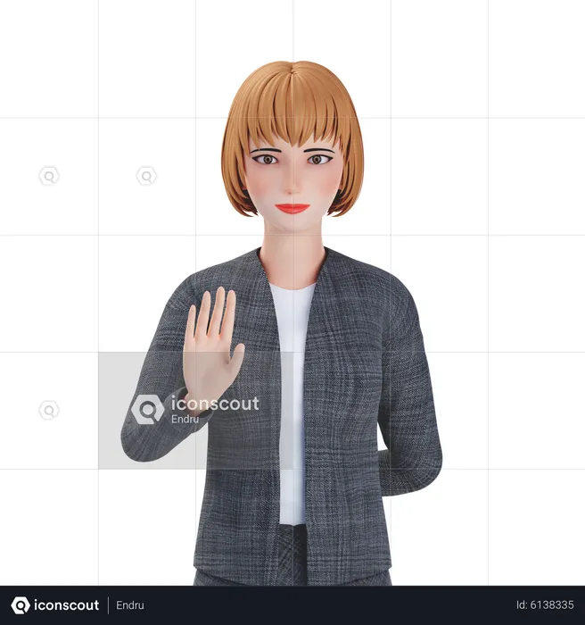 Businesswoman show stop sign  3D Illustration
