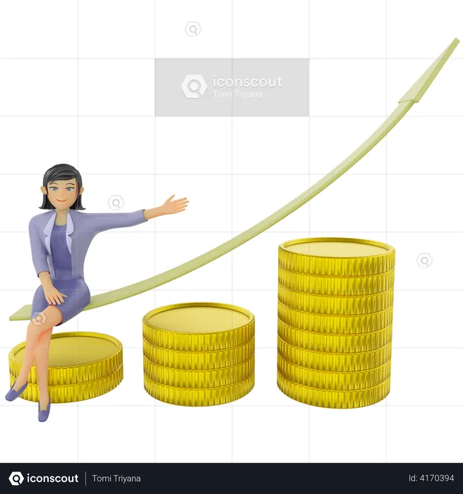 Businesswoman showing business growth  3D Illustration